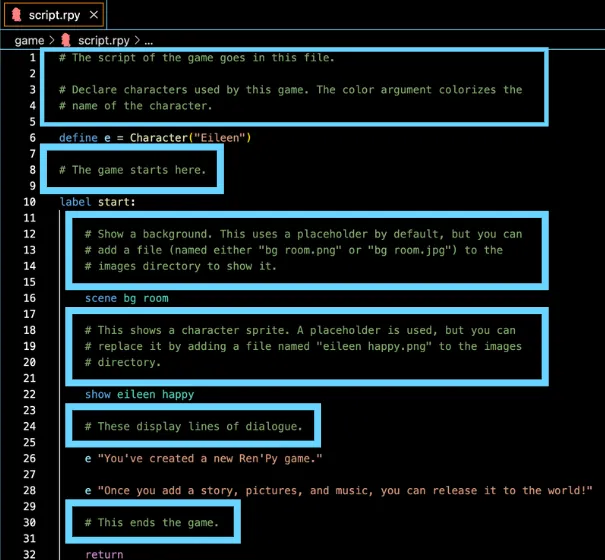 script.rpy Comment Examples